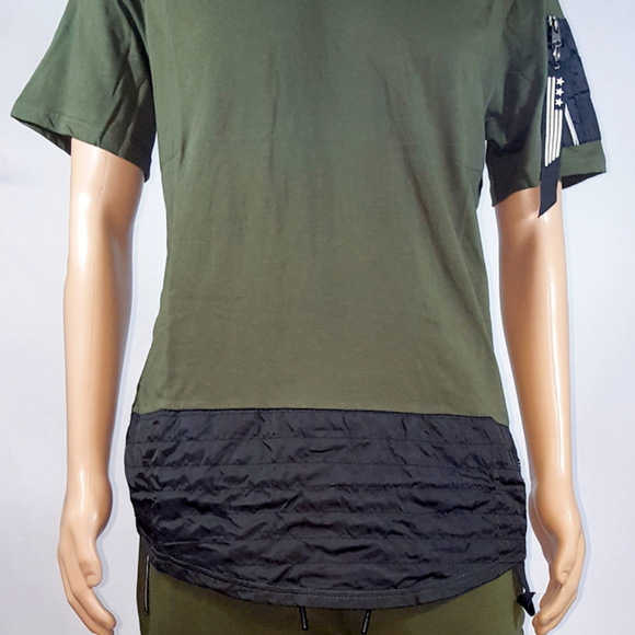 Southpole Nylon Trim Long Scallope Tee T-Shirt - Picture 3 of 3